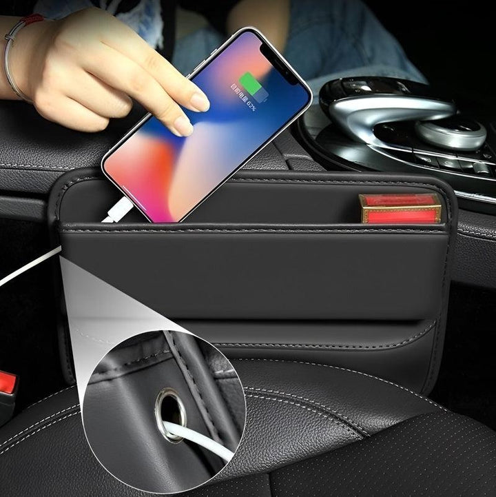 Leather Car Seat Sewn Gap Crevice Slot Storage Box - Geelyevs